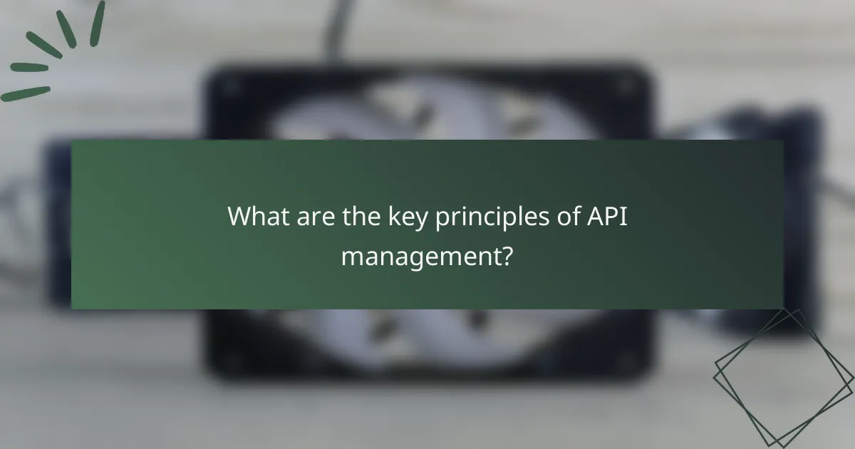 What are the key principles of API management?